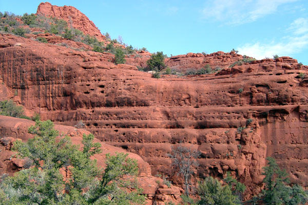 Holes in red rock