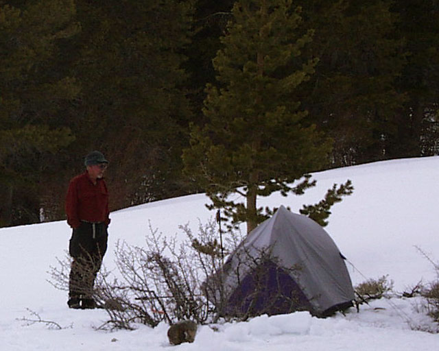 Rick contemplating tent